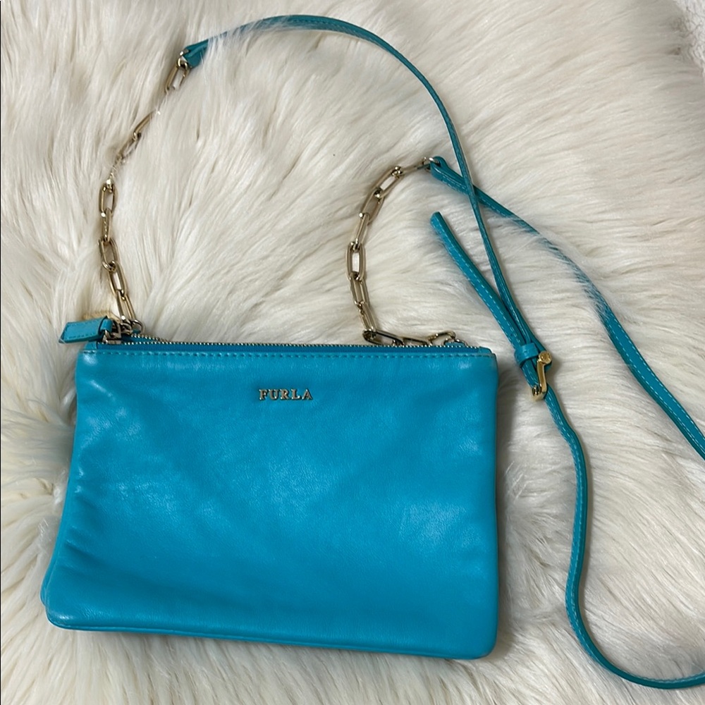 Furla Teal Leather Crossbody Bag